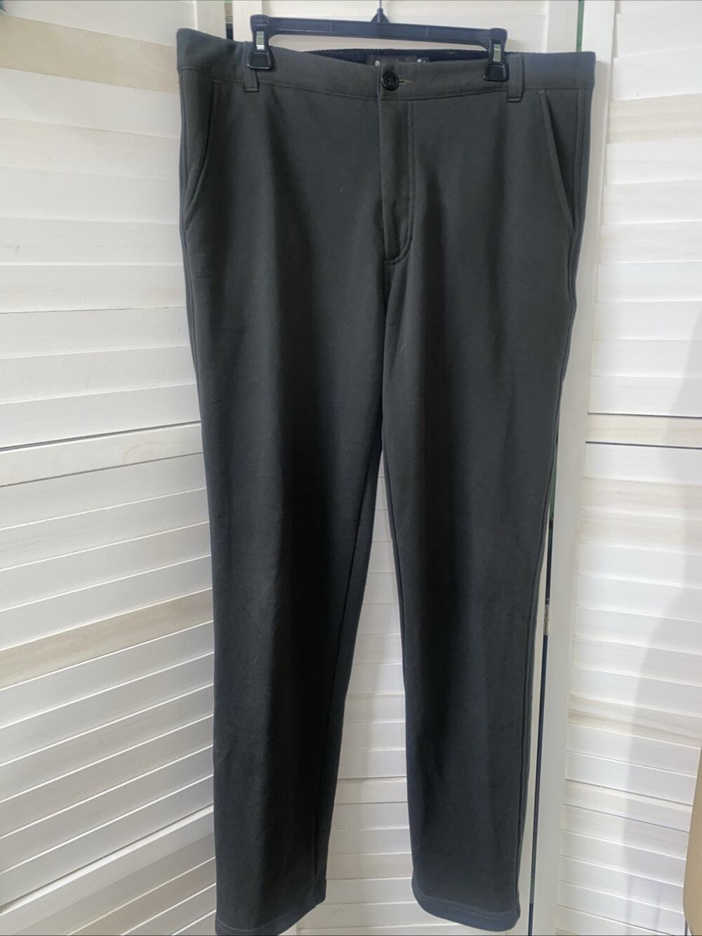 Betabrand Men’s Casual Pants Gray Straight Knit Stretch 36x34